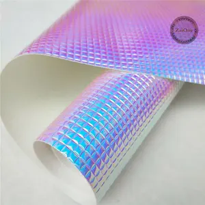Feuille de simili cuir métallisé irisé, <span class=keywords><strong>vinyle</strong></span> holographique, tissu simili cuir pour sacs, nœuds, pinces à cheveux, artisanat - Product Image 3