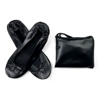 Chaussures de ballet d'intérieur pliables pour fête de mariage Chaussures de ballerine plates enroulables pour femmes Pantoufle Sac assorti