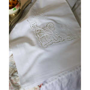 King Size Cotton Linen Double <b>Bed</b> <b>Set</b> 4-Piece Plain Style Burano Lace <b>Satin</b> Stitch Embroidery Customizable Logo for Home Use - Product Image 6
