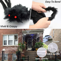 Simulation en peluche d'Halloween super grande araignée noire toile d'araignée accessoires de décoration de fête d'horreur