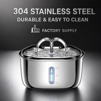 Fontaine à eau pour chat en acier inoxydable 304 de qualité alimentaire, faible bruit, fontaine à boire automatique pour animaux de compagnie avec filtre pour chats d'intérieur