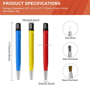 Ensemble de 3 brosses rétractables en fibre de verre et fil de laiton pour le nettoyage, le polissage et l'élimination de la rouille des bijoux et montres - Product Image 2