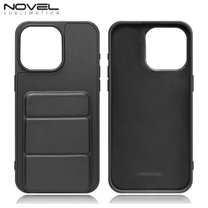 Casing ponsel kulit PU awet, casing ponsel silikon dudukan lipat magnetik hibrida dengan dudukan kartu dan dudukan kartu - Product Image 6