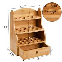 Boîte de rangement pour huiles essentielles, 46 emplacements, présentoir à vernis à ongles avec tiroir, bambou, 3 niveaux, rangement pour huiles essentielles