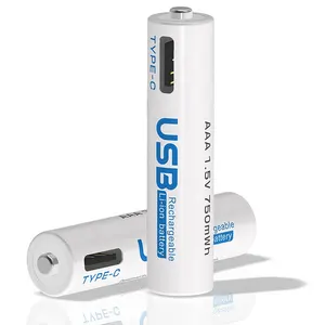 Высококачественные щелочные сухие батареи, зарядка через Micro USB типа C, литий-ионная перезаряжаемая батарея AA 1,5 В
