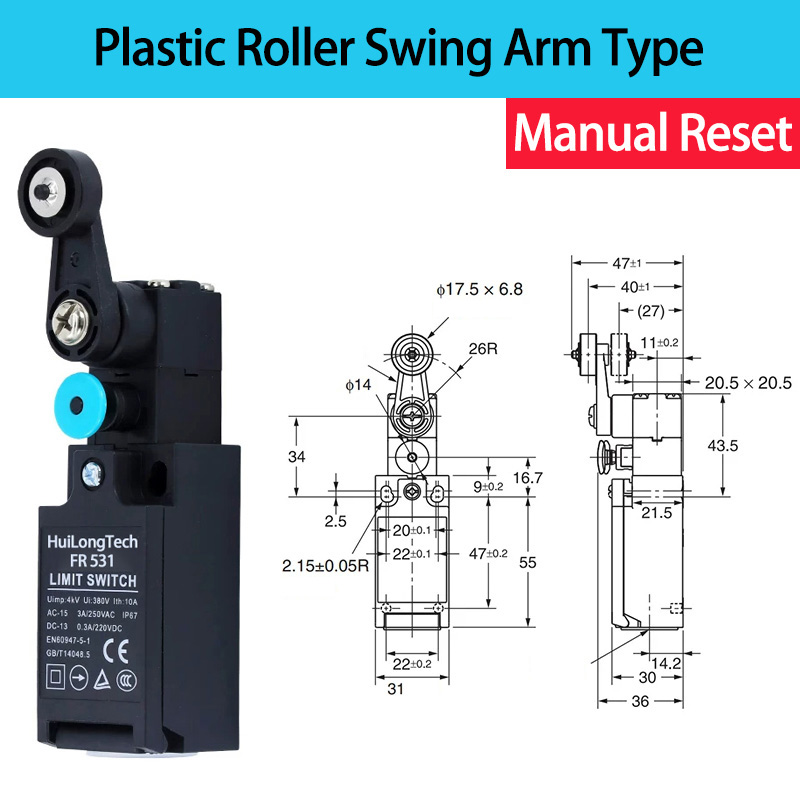 FR553 Type de bras oscillant à rouleau en plastique