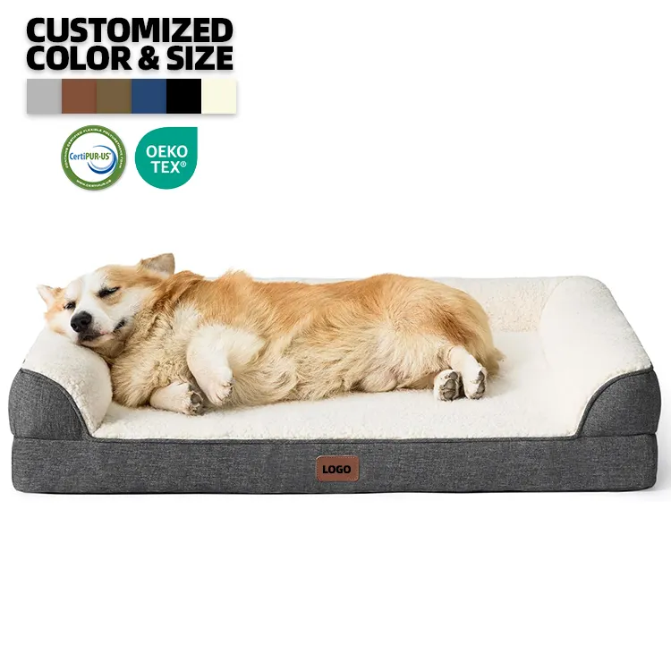 Toptan Oem mevcut özel Logo promosyon gri katlanabilir lüks kanepe büyük Pet köpek yatağı