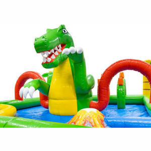 Aire de jeux aquatique gonflable avec mur d'escalade et équipements sportifs pour usage commercial, style <span class=keywords><strong>Dinoworld</strong></span> - Product Image 1