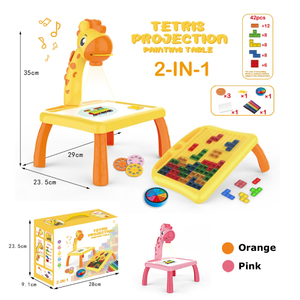 Máy Chiếu Gạch Hình Hươu Cao Cổ Phác Họa Âm Nhạc Thông Minh Cho Trẻ Mới Biết Đi Bảng Vẽ 2 Trong 1 Cho Trẻ Em Bảng Hoạt Động Để Theo Dõi Và Vẽ - Product Image 2