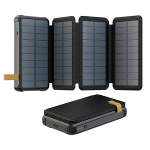 Banque d'alimentation <span class=keywords><strong>solaire</strong></span> pliable <span class=keywords><strong>portable</strong></span> d'extérieur 20000mAh Station d'alimentation sans fil 10W avec <span class=keywords><strong>chargeur</strong></span> <span class=keywords><strong>de</strong></span> <span class=keywords><strong>batterie</strong></span> en cuir imperméable - Product Image 1