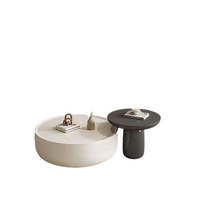 Table d'appoint en bois MDF de style luxe léger, crème, table à café et à thé moderne pour petits appartements, simple et mobile, combinaison
