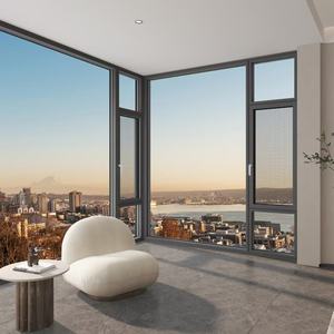 Portes et fenêtres en verre trempé, isolées, étanches, résistantes aux ouragans, en alliage d'aluminium sur mesure, design horizontal insonorisé à rupture de pont thermique - Product Image 1