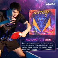 Goma LOKI Más Popular RXTON 7 Aprobada por la ITTF para Raqueta de Tenis de Mesa Profesional en Rojo y Negro