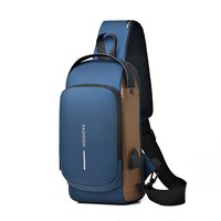Sac Poitrine Bandoulière Tendance avec Port USB et Serrure Codée Antivol, Sac à Épaule Étanche Personnalisable pour Hommes