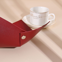 Boîte de rangement carrée pliable en cuir PU, plateau de rangement créatif pour bureau, organisateur multi-usages pour bijoux, clés, pièces de monnaie