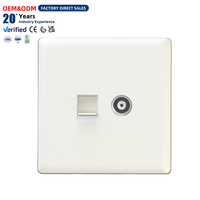 Prise murale combinée TV et téléphone OEM personnalisée, type 86, blanche, vente en gros