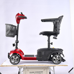 Scooter Eléctrico de Movilidad para Personas Mayores, 4 Ruedas, Aleación de Aluminio, Rojo, Batería de 12 Ah, Alcance de 15 km, Plegable con Cesta - Product Image 1