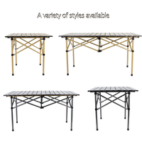 Table pliante en alliage d'aluminium, légère, portable, pour camping en plein air, pique-nique, pêche, plage, voyage, plateau carré avec poche de rangement