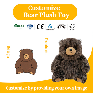 Peluche Orso <span class=keywords><strong>Grizzly</strong></span> Personalizzato con Pelliccia Lunga e Punteggiata, con Marchio OEM per Regali Brandizzati all'Ingrosso e Vendita al Dettaglio - Product Image 1