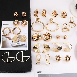 Csja — boucles d'oreilles <span class=keywords><strong>G335</strong></span> de couleur or, bijoux classique torsadé, nœud d'amour, boucles d'oreilles à clous pour femmes, Simple et géométrique - Product Image 1