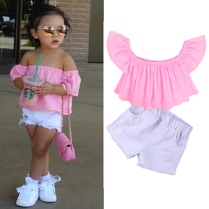 Ensemble de vêtements pour filles en deux pièces, haut et short, vêtements pour enfants, boutique de vêtements pour enfants, ensemble de vêtements pour bébé fille d'été - Product Image 2