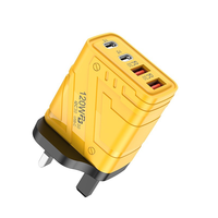 Chargeur GaN de haute qualité 120W à charge rapide, double port PD + double port Type-C avec prises EU/US/UK et chargeur Type C 120W pour téléphone