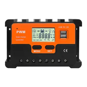 FT6024 60A 12V 24V PWM Solar Charge Controller LCD Display Dual USB Output