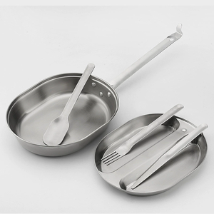 Boîte à lunch en acier inoxydable 304, ensemble de cuisine de <span class=keywords><strong>camping</strong></span>, poignée pliable, poêle à frire extérieure, assiette pour la randonnée et le pique-nique - Product Image 4
