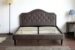 Luxury Dark Grey Diamond Pattern Velvet <strong>Bed</strong> with Padded Headboard - Product Image 5