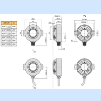 Encodeur absolu KJ58 à haut rendement, à rotation unique, pour trous de 14 à 25 mm, avec 256 niveaux de gris et code bin, sortie PNP, bride de fixation