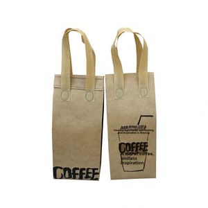 Sac isotherme réutilisable en papier kraft rétro pour café à emporter, simple/double tasse, commercial, jetable, non-tissé, pour bière, jus, thé, boissons - Product Image 5
