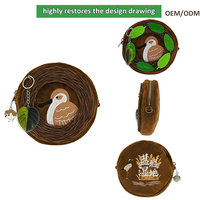 Sac pochette en peluche personnalisé unisexe fermeture éclair animal oiseau sac à bandoulière en chaîne en peluche personnalisé