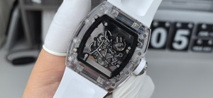 Hot-selling, Fashionable, Custom-made High-quality 055 Crystal Blue Transparent <b>Skeleton</b> Tourbillon <b>Automatic</b> Mechanical <b>Watch</b> - Product Image 5