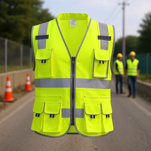 Gilet di Sicurezza Riflettente Giallo D0100X3R44J Taglia L con 10 Tasche, Gilet da Lavoro ad Alta Visibilità, Vestibilità Regolare - Product Image 2