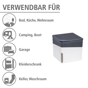 WENKO Raumentfeuchter Cube 1000g 16,5x15,7x16,5cm weiss grau - Product Image 3
