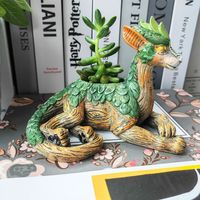 Produits populaires 2024 nouveauté résine dragon en forme de fleur vase jardin ornement pots sculptures décoratives maison