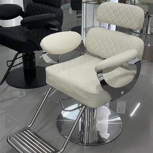Sillón de Barbería Hidráulico Negro, Silla de Estilismo para Salón, Asiento Tapizado para Peluquería con Reposacabezas y Reposapiés - Product Image 3