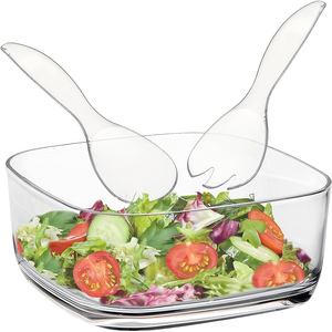 Grand bols de service et de mélange pour salade en acrylique transparent Kitchen Party avec fourchettes et cuillères - Product Image 1