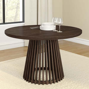 <span class=keywords><strong>Mesa</strong></span> de Comedor Redonda de Madera Maciza de Lujo Moderno, 4, 6, 8 Plazas, <span class=keywords><strong>Mesa</strong></span> de Salón <span class=keywords><strong>y</strong></span> Comedor con Tablones <span class=keywords><strong>y</strong></span> Vigas en Color Natural - Product Image 4