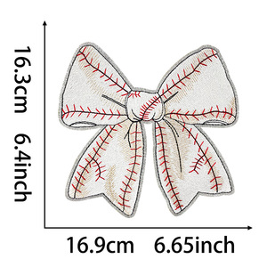 Planchar en brillo bordado/borde sin brillo patrón deportivo fútbol béisbol Rosa arco nudo parche para sombrero sudaderas con capucha Decoración - Product Image 5