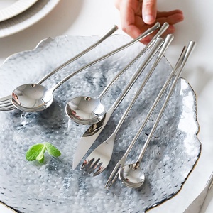 Couteau à Steak Or Argent Cuillère à Dessert Fourchette Cuillère en Acier Inoxydable 304 Couverts Polis Miroir Ustensile Vaisselle Passe au Lave-Vaisselle - Product Image 1