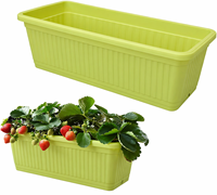 Pot de plantation rectangulaire classique de 56 cm en plastique coloré, durable et minimaliste, avec trou de drainage, idéal pour balcon, fenêtre ou sol de centre commercial