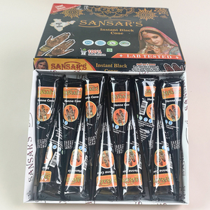 Lot de 12 cônes de pâte de henné naturel à base de plantes, couleurs rouge, blanc, bleu naturel, marron, noir, Inde, teintes crème - Product Image 5