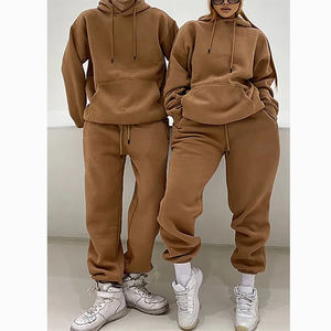 2024 Hochwertige benutzer definierte lange Hoodies für Frauen 2-teiliges Hosen-Set Bequemes Fleece Winter Übergroßes Hoodie-Set für Frauen - Product Image 1
