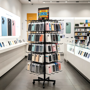 Étagère rotative mobile, présentoir à 4 côtés multi-usages avec crochets pour magasin de proximité - Product Image 2