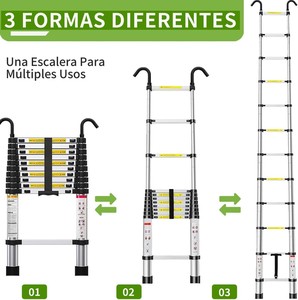 <span class=keywords><strong>Escalera</strong></span> Telescópica de Aluminio de <span class=keywords><strong>5</strong></span> <span class=keywords><strong>Metros</strong></span>, Capacidad de Carga de 150 kg, Plegable, Retráctil, <span class=keywords><strong>Extensible</strong></span>, Compacta y Portátil - Product Image 3