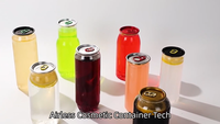 Pot en plastique PET transparent A1 355 ml pour boissons (sodas, boissons gazeuses, jus, café) avec couvercle à clapet en aluminium - Ouverture facile, logo personnalisé