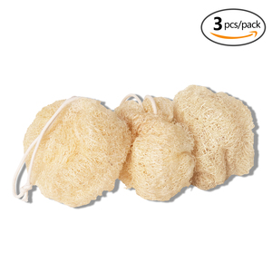 Lot de 3 éponges de douche exfoliantes durables et écologiques en loofah naturel pour le corps, ajustables et résistantes - Product Image 1