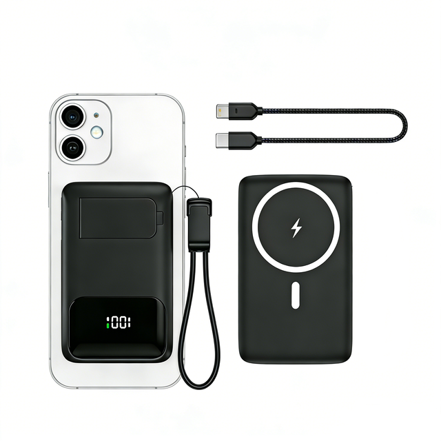 Magnetic Wireless Charging AC Power Bank 10000mah Li-Polymer Battery Compatible with iPhone 17 Pro Max 16 15 14 13