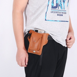 Leather Fanny Pack with <b>Elastic</b> <b>Belt</b> Genuine Leather Waist Bag for Phone Multi-Function Waist Pouch - Product Image 6